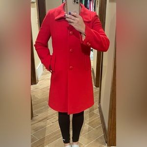 JCrew designer red wool long coat